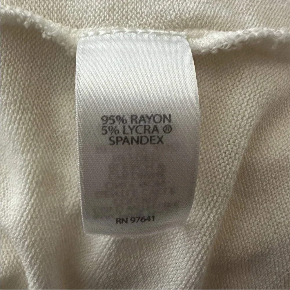 J Jill Wearever Collection Large Ultra Fine 3/4 Bracelet Sleeve Cream Cardigan - Picture 9 of 10